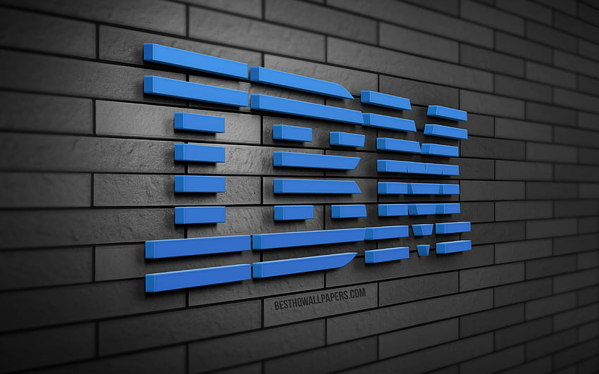 โลโก้ IBM 3D ผนังอิฐสีเทา ความคิดสร้างสรรค์ แบรนด์ โลโก้ IBM งานศิลปะ 3 มิติ IBM วอลล์เปเปอร์ HD