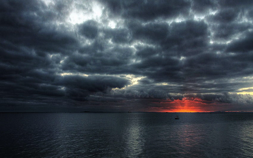 Dark Sea Storm Night Ocean HD wallpaper