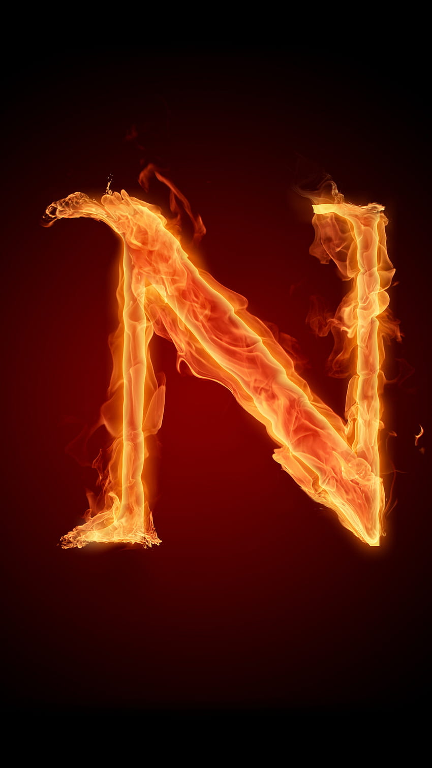 N-Buchstabe, Feuer in N-Buchstabe, N-Buchstaben-Logo, N-Einzelbuchstabe HD-Handy-Hintergrundbild