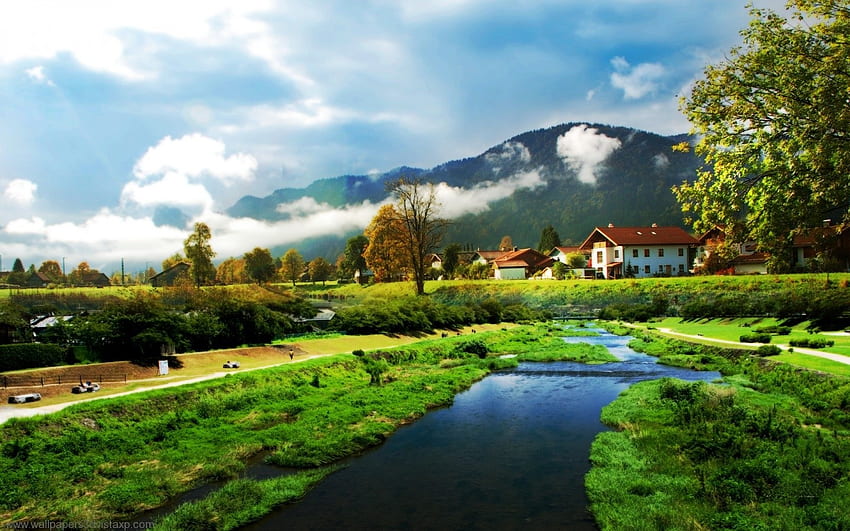 DESA TENANG, indah, pegunungan, tenang, desa Wallpaper HD