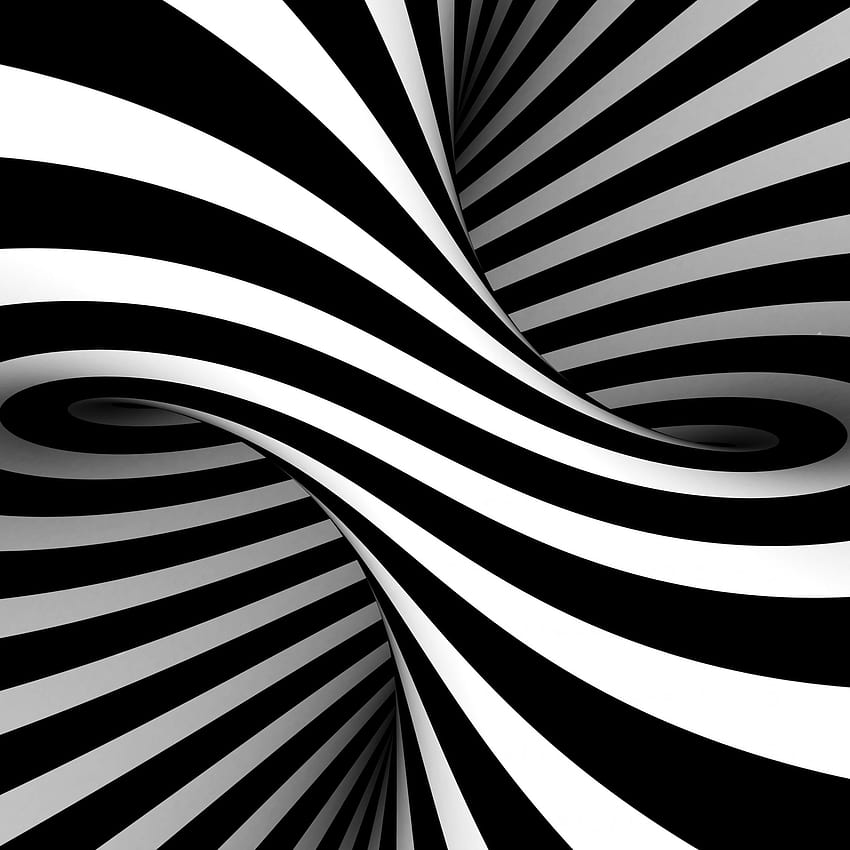 BW, Black White Stripes, Optical Illusion, Art HD phone wallpaper