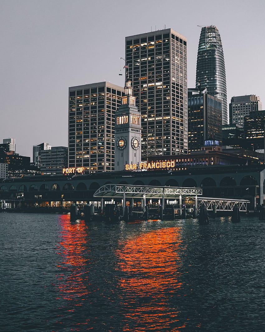 도시, 미국, 해안, 은행, 고층 빌딩, 다리, 미국, 샌프란시스코 HD 전화 배경 화면