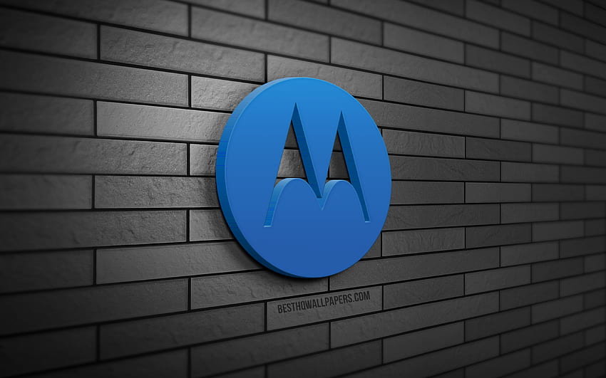 Motorola 3D logo, , gray brickwall, creative, brands, Motorola logo, 3D art, Motorola HD wallpaper