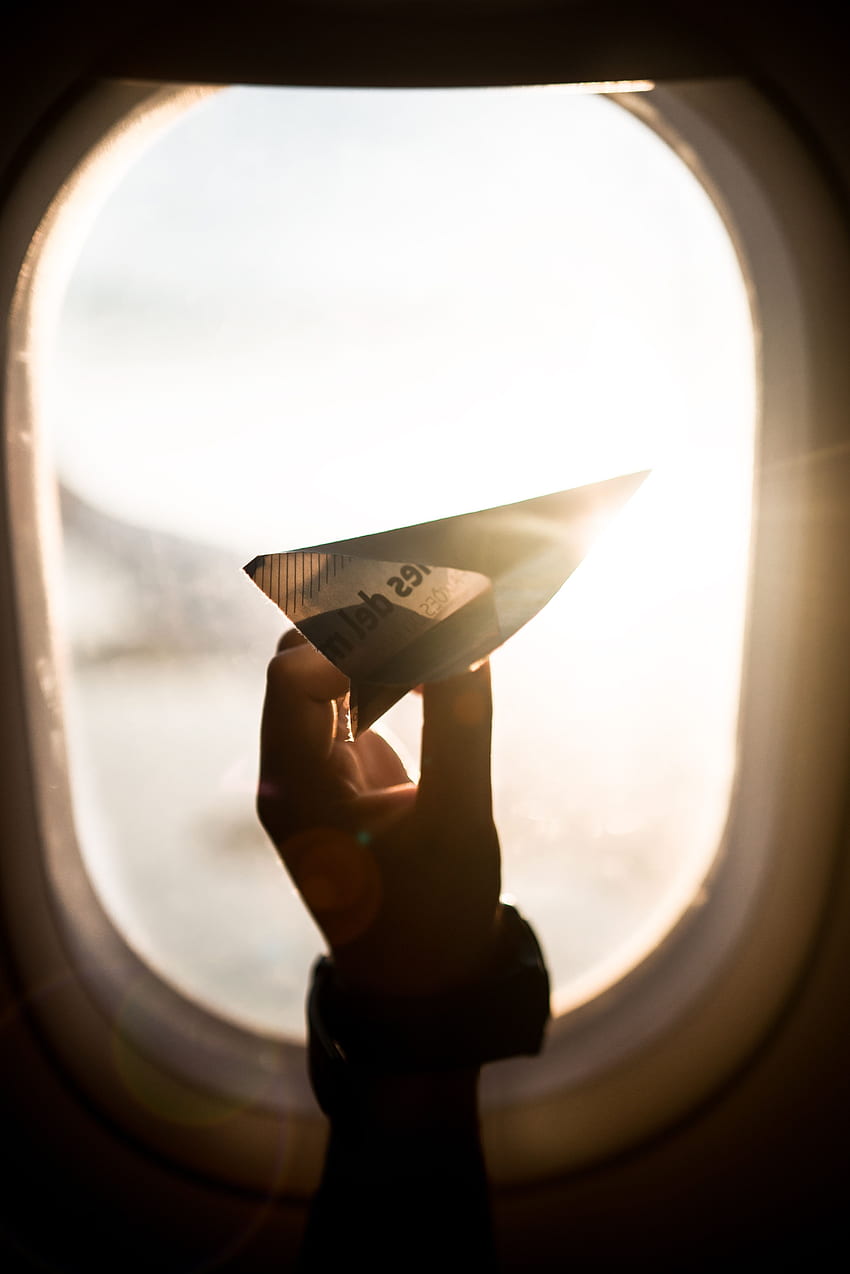 Window, Porthole, Sunlight, Paper Airplane, Paper Plane HD phone wallpaper