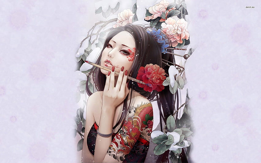 Geisha. Stift Null. Geisha, japanische Geisha-Mädchen HD-Hintergrundbild