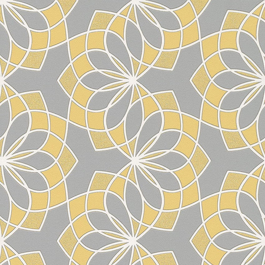 Geometric Modern Glitter Embossed Bold Funky Grey Yellow White Rasch .uk: Casa e cucina Sfondo del telefono HD