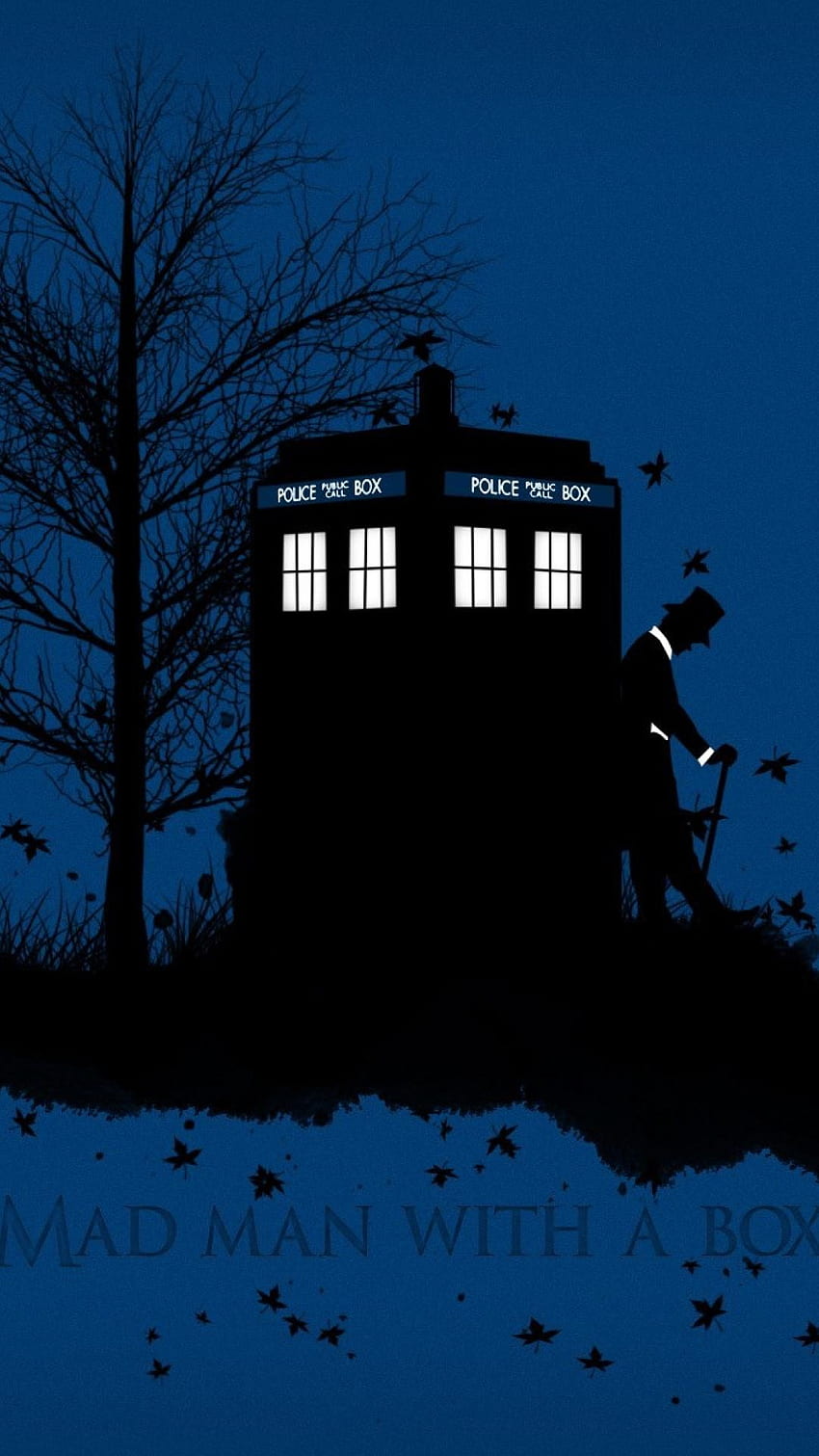 Doctor Who TARDIS artwork blue background leaves HQ and HD phone wallpaper