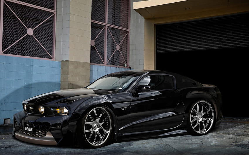 Ford Mustang, mustang, muscle, noir, à l'écoute Fond d'écran HD
