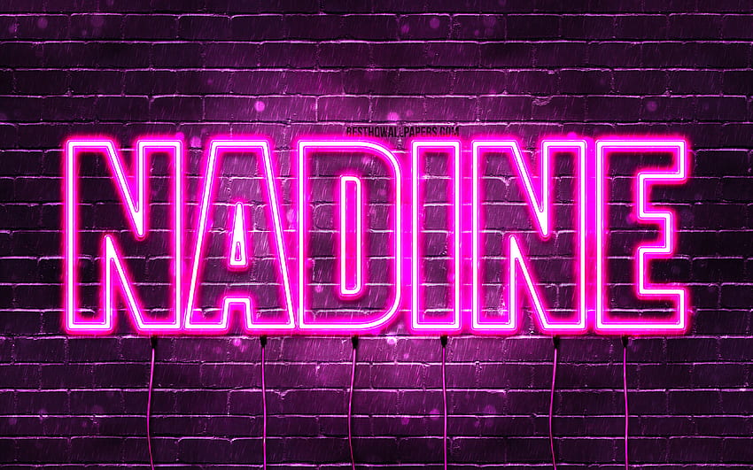 Happy Birtay Nadine, , pink neon lights, Nadine name, creative, Nadine Happy Birtay, Nadine Birtay, popular french female names, with Nadine name, Nadine HD wallpaper