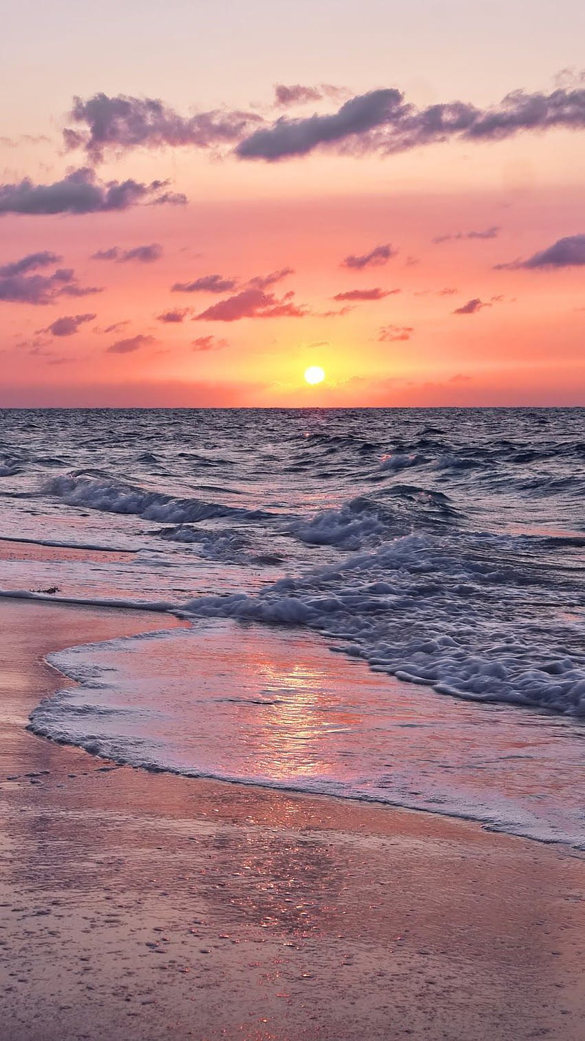 พระอาทิตย์ตกบนชายหาด วอลล์เปเปอร์โทรศัพท์ HD