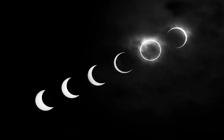 Solar eclipse black and white . Black and white HD wallpaper