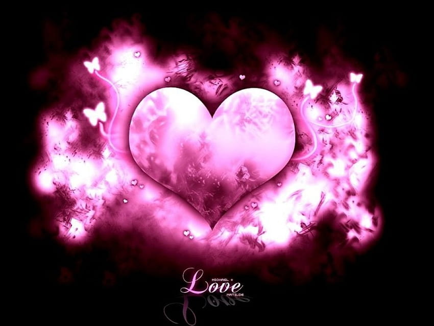 ..사랑의 핑크 나비.., 달콤한, 휴일, 사랑하는 발렌타인, 모든 하트, 색상, 아름다운, 나비, 핑크, 예쁜, 사랑, 반짝임, 하트, 러블리, 시크 HD 월페이퍼