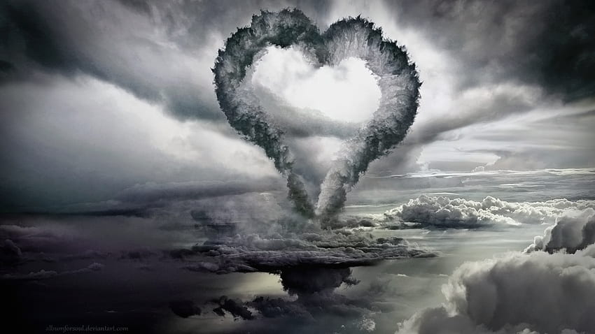 Clouds, Love, Form, Heart HD wallpaper
