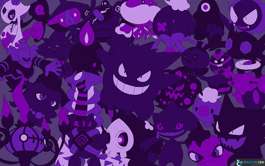 ilustración, púrpura, violeta, Pokémon, patrón, círculo, Ghastly, Haunter, Gengar, fantasmas, forma, diseño, pétalo, fuente. Mocah fondo de pantalla