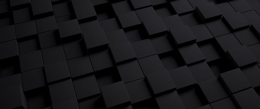 Dark Cubes, Pattern, 3440X1440 Black HD wallpaper