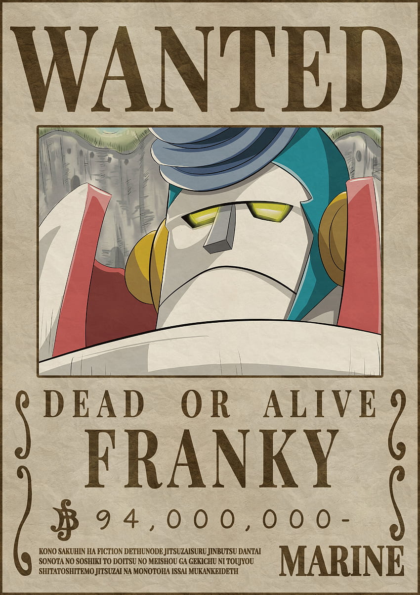 Póster de FRANKY Bounty Wanted de una pieza. Dibujo de una pieza, Recompensas de una pieza, Una pieza, Bounty Franky fondo de pantalla del teléfono