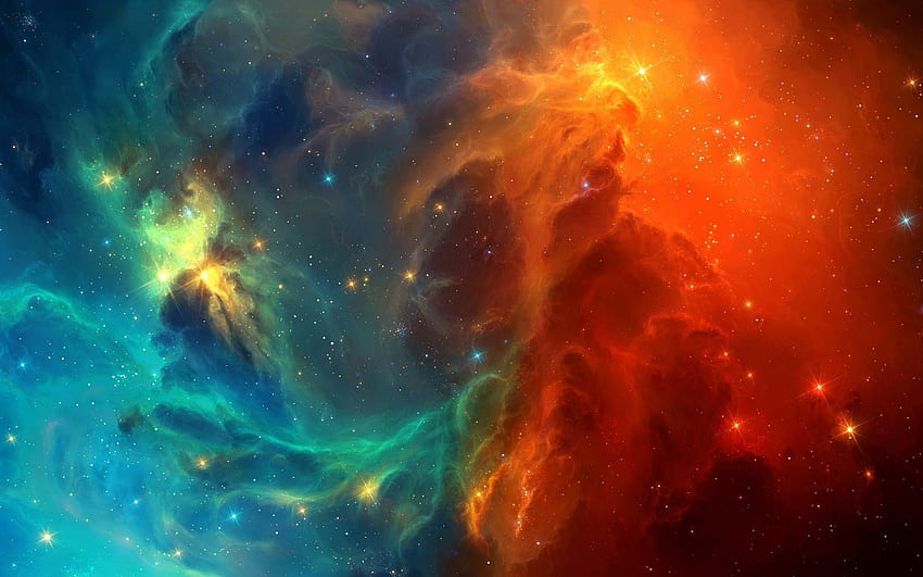 Przestrzeń, kolorowa mgławica, galaktyka, gwiazdy, grafika cyfrowa dla MacBooka Pro 13 cali Tapeta HD