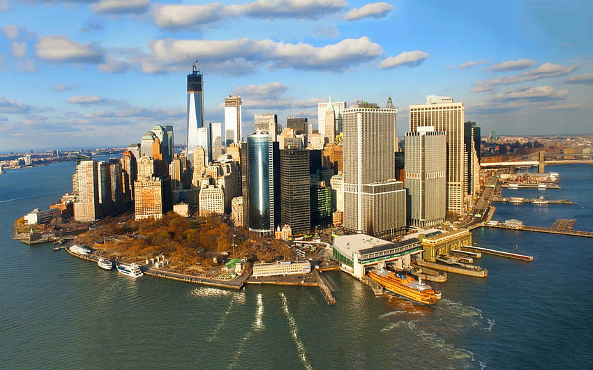 Lower Manhattan Cityscape, 건축물, 고층 빌딩, 맨해튼, 도시 경관, 뉴욕 HD 월페이퍼