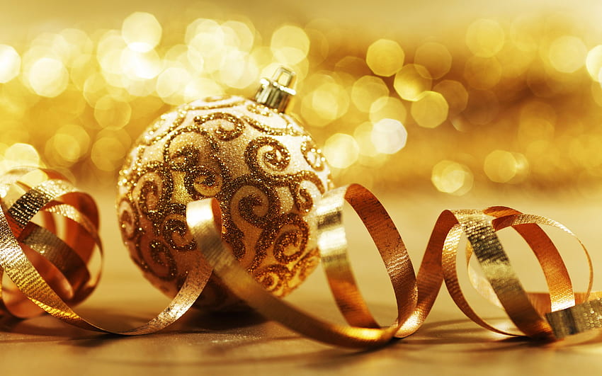 Christmas Ball for Mcarter251, still life, ball, christmas decoration, beautiful, gold colour HD wallpaper