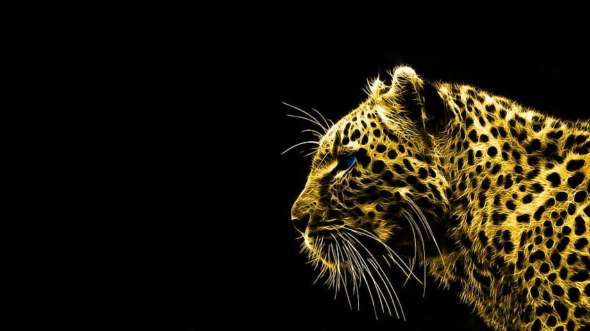 Cheetah coklat, macan tutul, hewan, latar belakang hitam, Fractalius Wallpaper HD