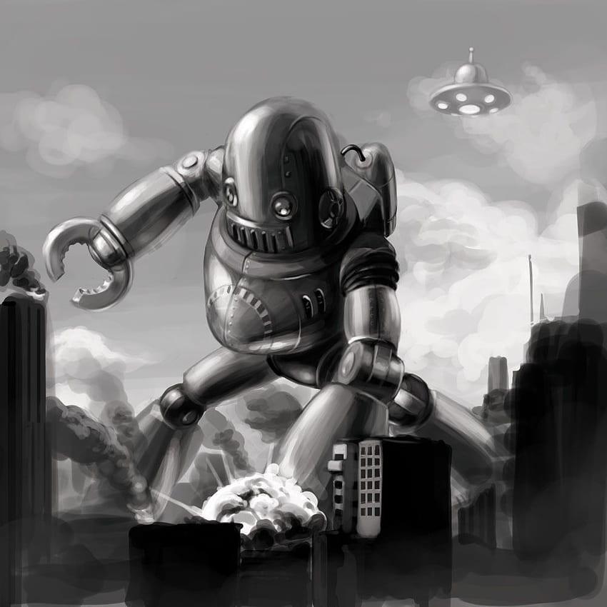 robot retro del espacio exterior por justsantiago. ARTE - ROBOTS, robot de ciencia ficción vintage fondo de pantalla del teléfono