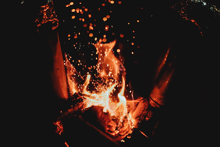 화재, 모닥불, 어둠, 화염, 스파크 HD 월페이퍼