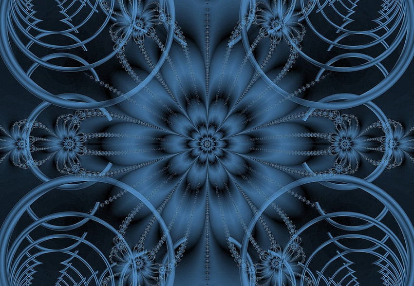 Fractal azul, azul, fractal papel de parede HD