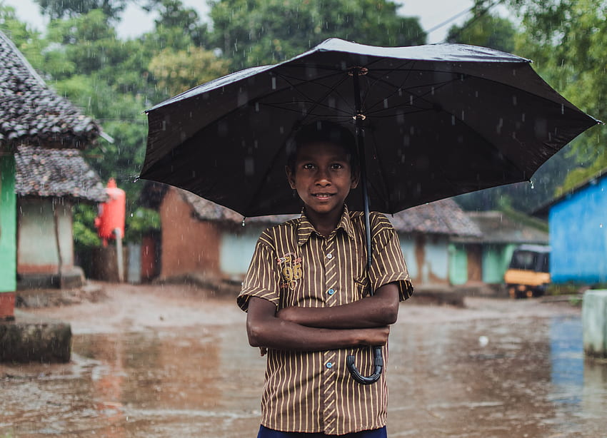 Boy Holding Black Umbrella · Stock, Boy with Umbrella HD wallpaper
