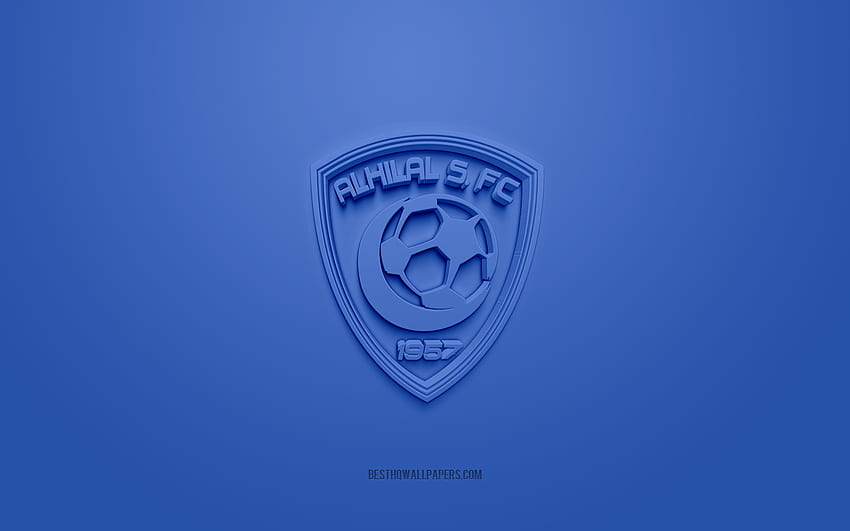 Al Hilal SFC, creative 3D logo, blue background, SPL, Saudi Arabian football Club, Saudi Professional League, Riyadh, Saudi Arabia, 3D art, football, Al Hilal SFC 3D logo for with HD wallpaper