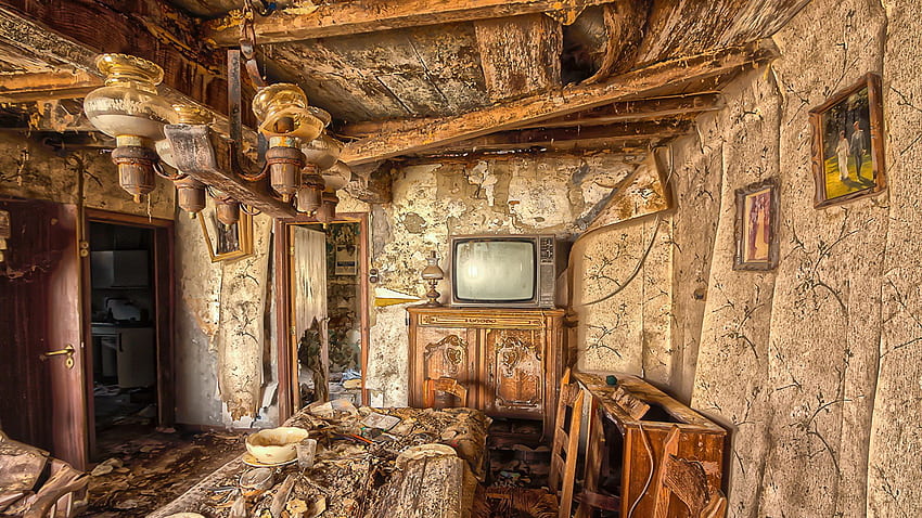 R Room 오래된 TV 세트, 오래된 텔레비전 HD 월페이퍼