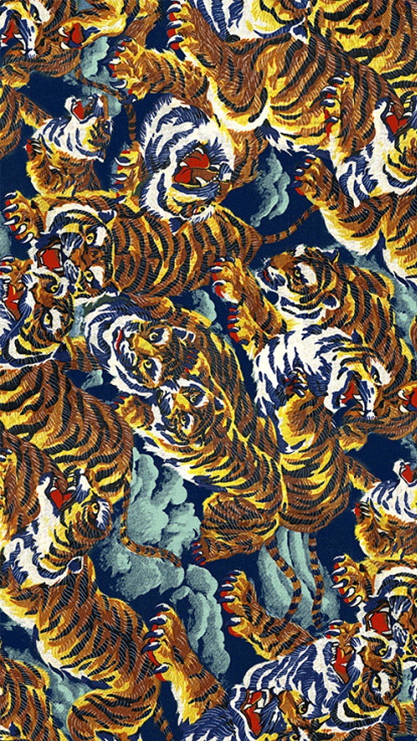 Tiger vintage pattern, Rlon Wang HD phone wallpaper