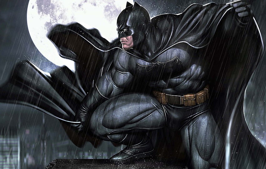 The Moon, Rain, Moon, Comic, Art, Batman, Night, Rain, Batman 2020 Dc