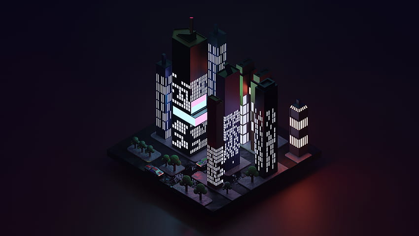 Минимализъм, модел на град, сгради, арт HD тапет