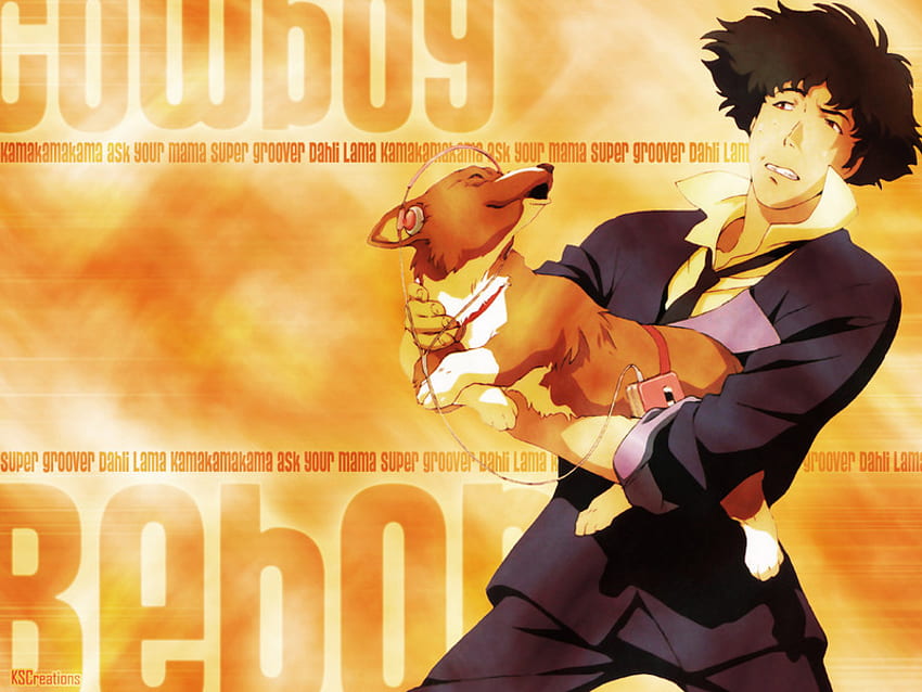 Spike and his Dog, animal, anime, boy, yellow HD wallpaper