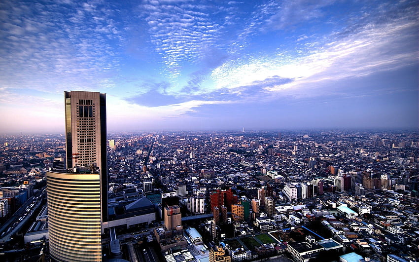 Città, cielo, città, vista dall'alto Sfondo HD