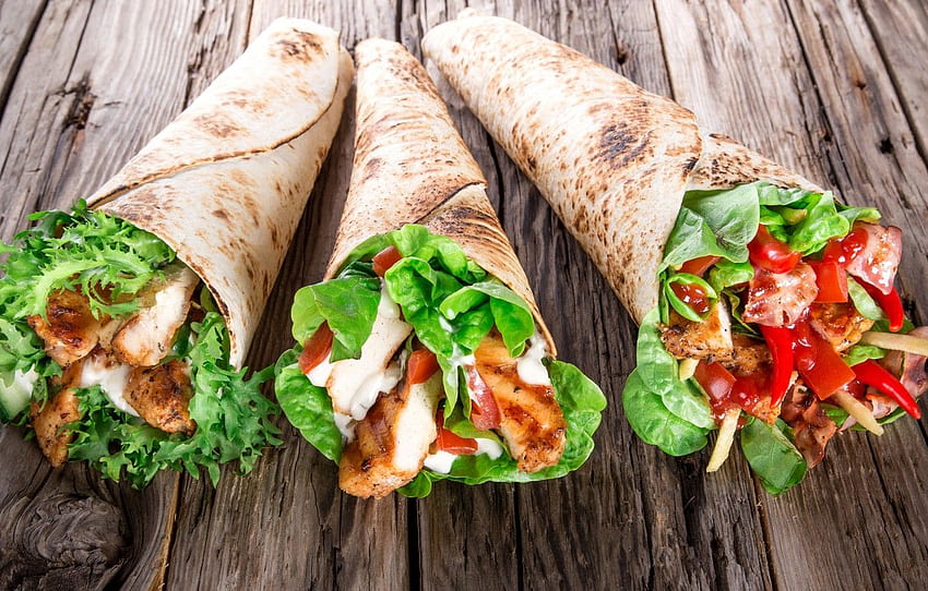 greens, meat, vegetables, filling, pita, Shawarma for , section еда, Chicken Shawarma HD wallpaper