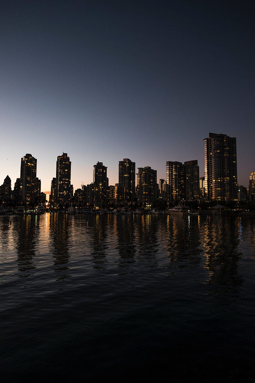 Vancouver, Städte, Flüsse, Himmel, Spiegelung, Kanada, Wolkenkratzer, Abend, Stadtlandschaft, Stadt HD-Handy-Hintergrundbild