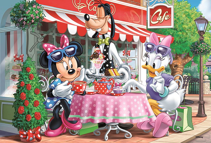 Minnie and Daisy, fantasy, daisy, minnie mouse, duck, animation, goofy, disney HD wallpaper