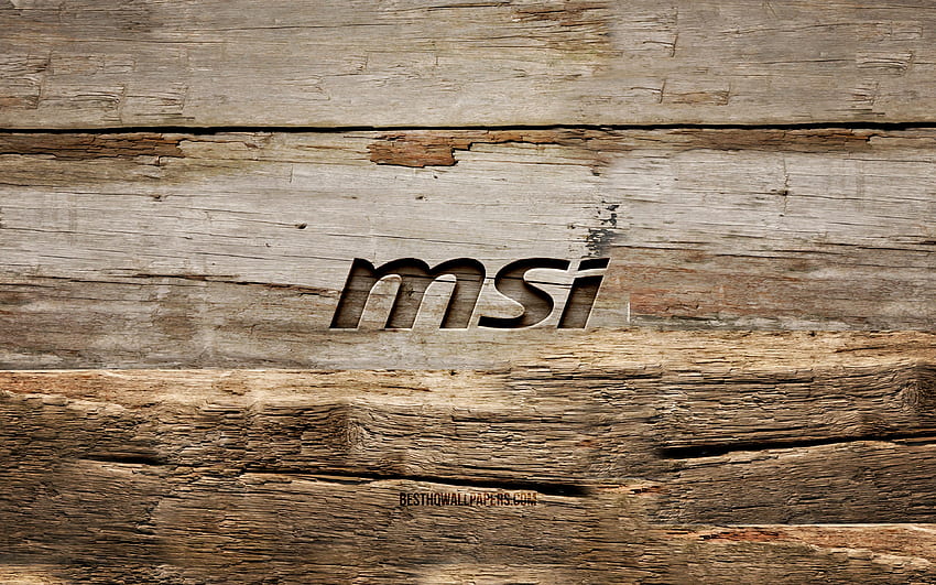 MSI wooden logo, , wooden backgrounds, brands, MSI logo, creative, wood carving, MSI HD wallpaper