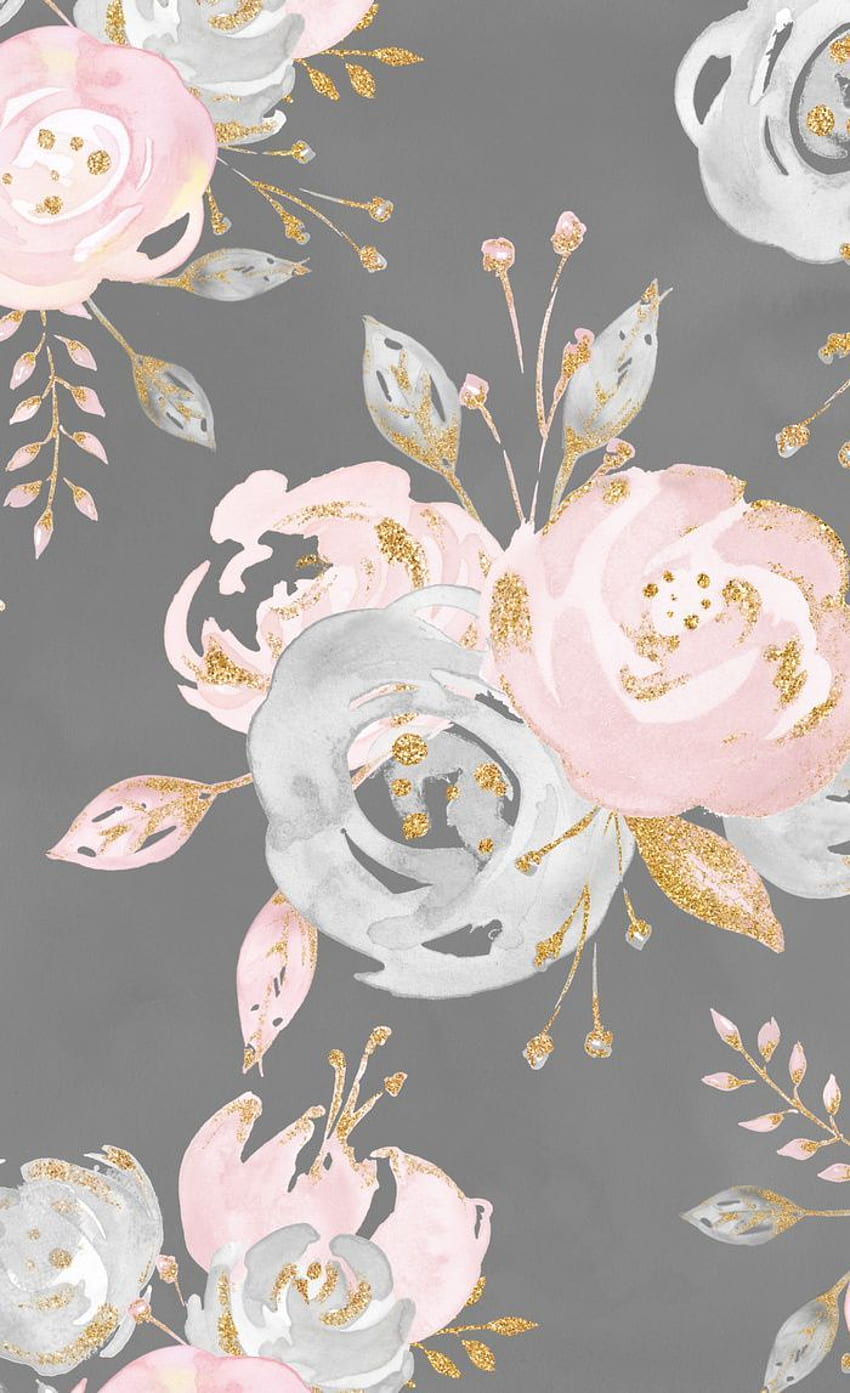 Cortinas de ventana gris jardín de rosas nocturnas. iPhone rosa, floral fondo de pantalla del teléfono