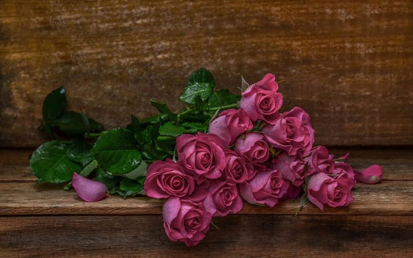 Roses, bouquet, with love, pink roses, beautiful, flowers HD wallpaper