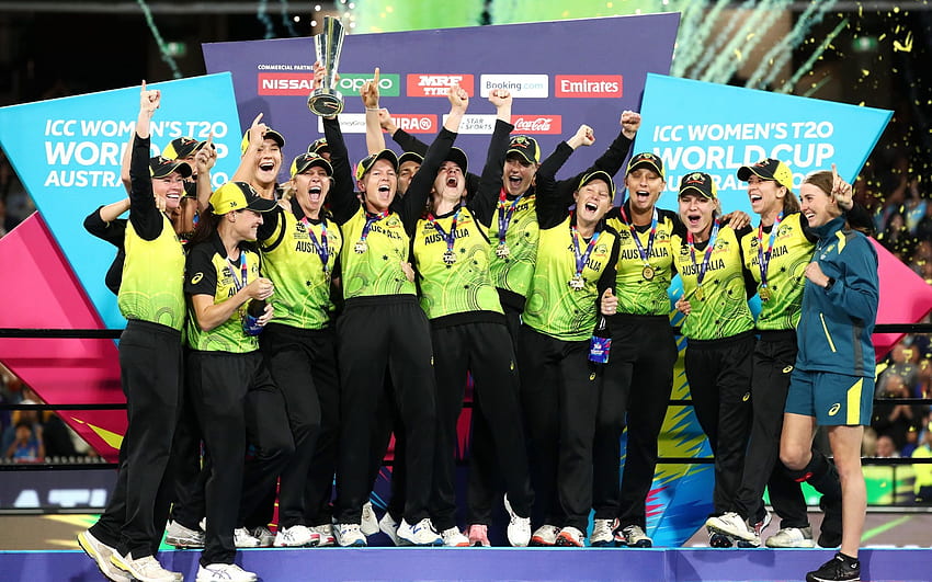 オーストラリアは、記録的な観衆の前で T20 ワールド カップの決勝に勝ちます, オーストラリアの女子クリケット選手 高画質の壁紙