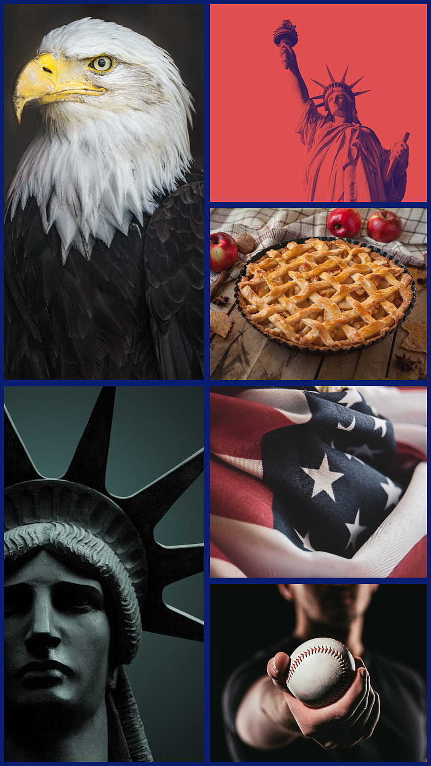American Collage, red, apple, usa, blue, white, patriot, pride, baseball, america HD phone wallpaper