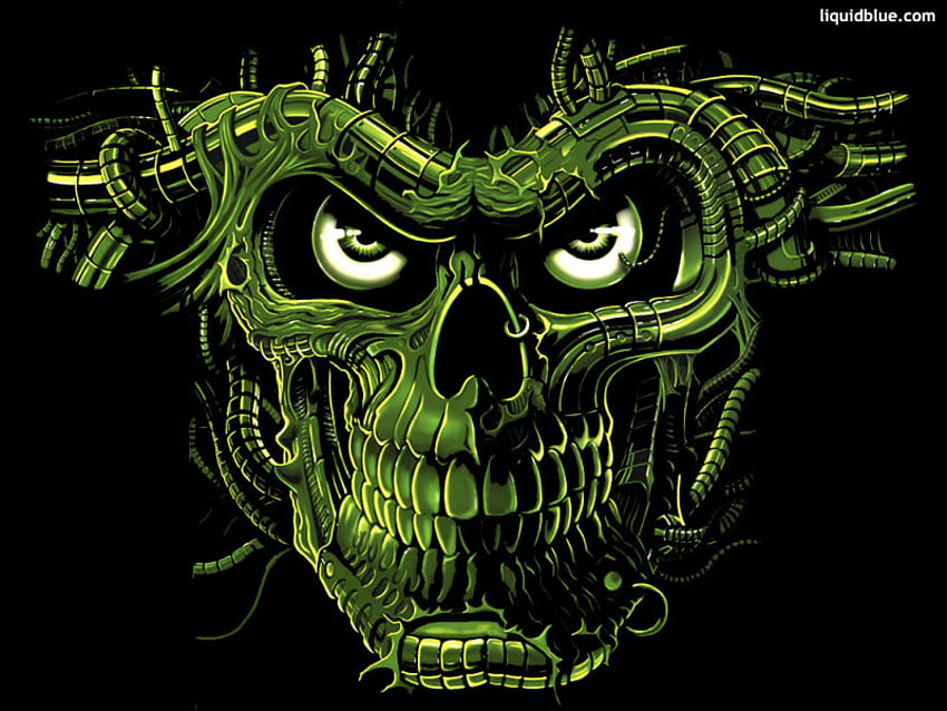 THE GREEN MONSTER, skull, eyes, monster, green HD wallpaper
