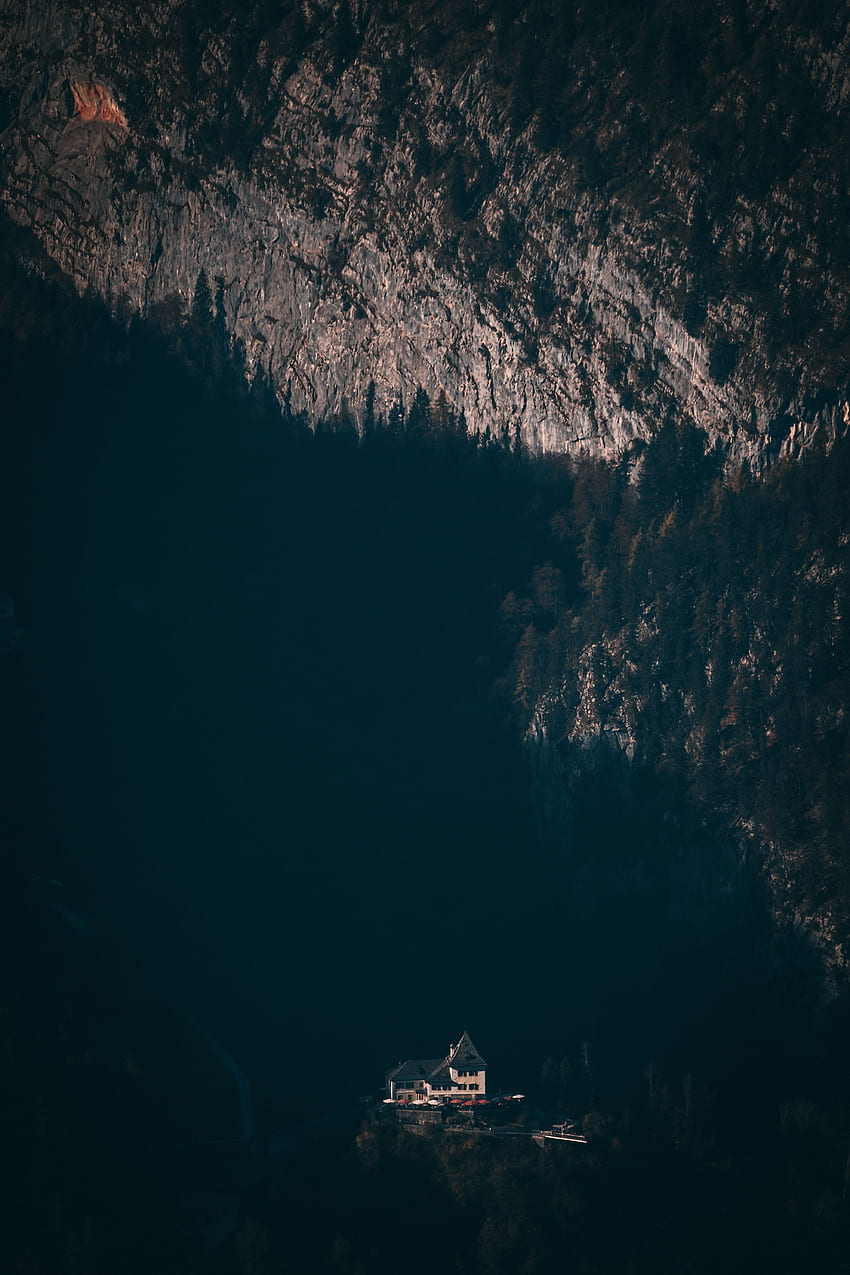ธรรมชาติ ภูเขา ดูจากด้านบน มืด บ้าน เงา วอลล์เปเปอร์โทรศัพท์ HD