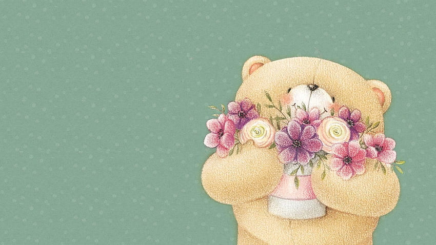 Kwiaty, Sztuka, Miś, Forever Friends Deckchair Bear Tapeta HD