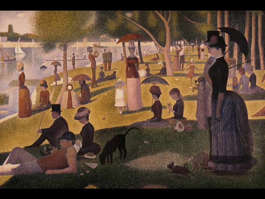 gente en el lago, gente, abstracto, pintura, lago fondo de pantalla