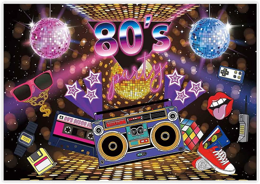 Allenjoy ft Fabric We Love The 80s Party Backdrop for Hip Hop Rock Music Disco Retro Adult Birtay Colorful House Wall Event Banner Decorations Booth Shoot Background, 80s Hip Hop papel de parede HD