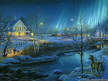 Christmas Tag Page - Winter Scene -, Winter Village Scenes HD wallpaper ...