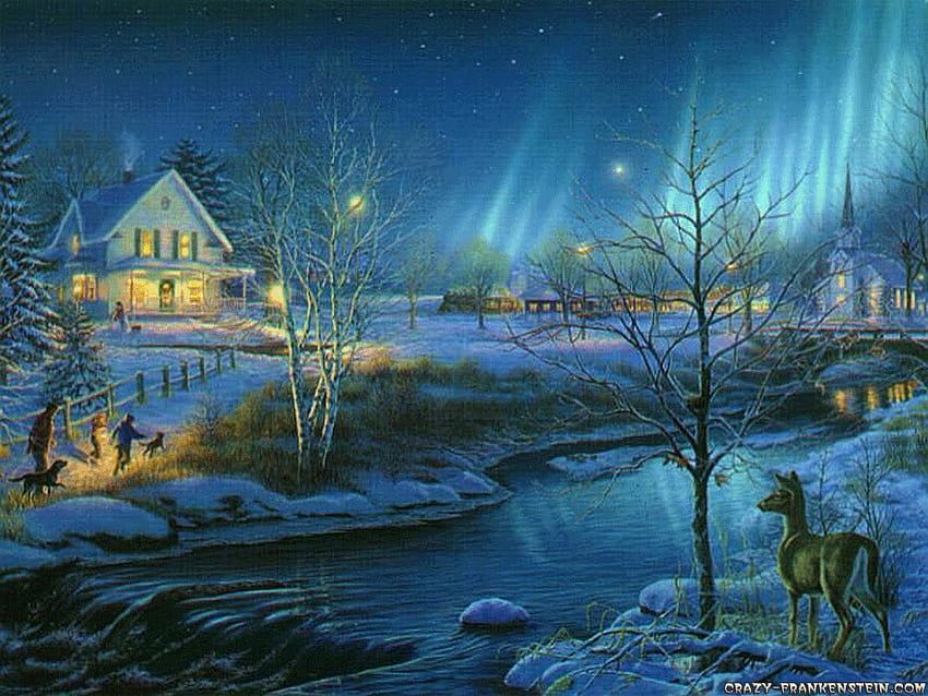 이 굉장한 . 크리스마스 풍경, 아름다운 크리스마스 장면, 겨울, 겨울 마을 장면 HD 월페이퍼